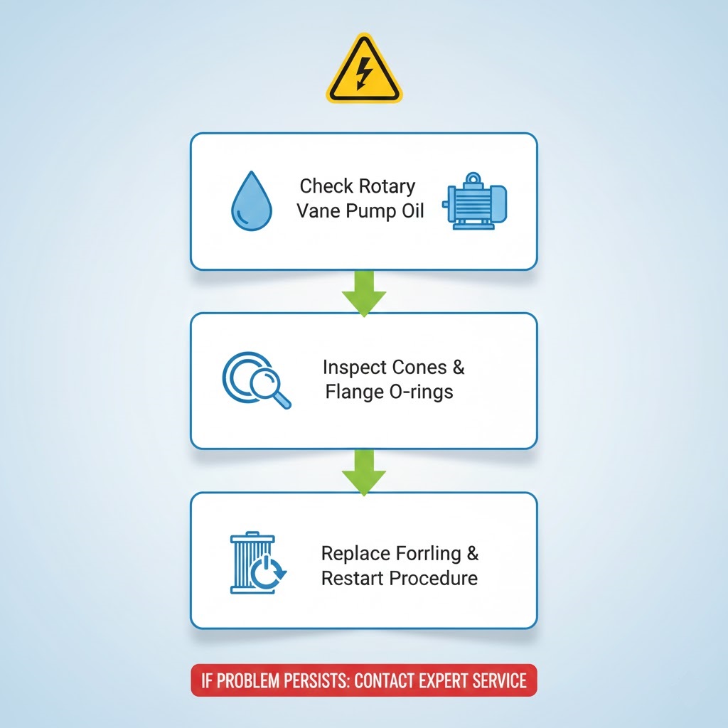 نمودار شماتیک سیستم خلأ ICP-MS و نقاط بحرانی تست نشتی (اینترفیس، والوها، اتصالات)