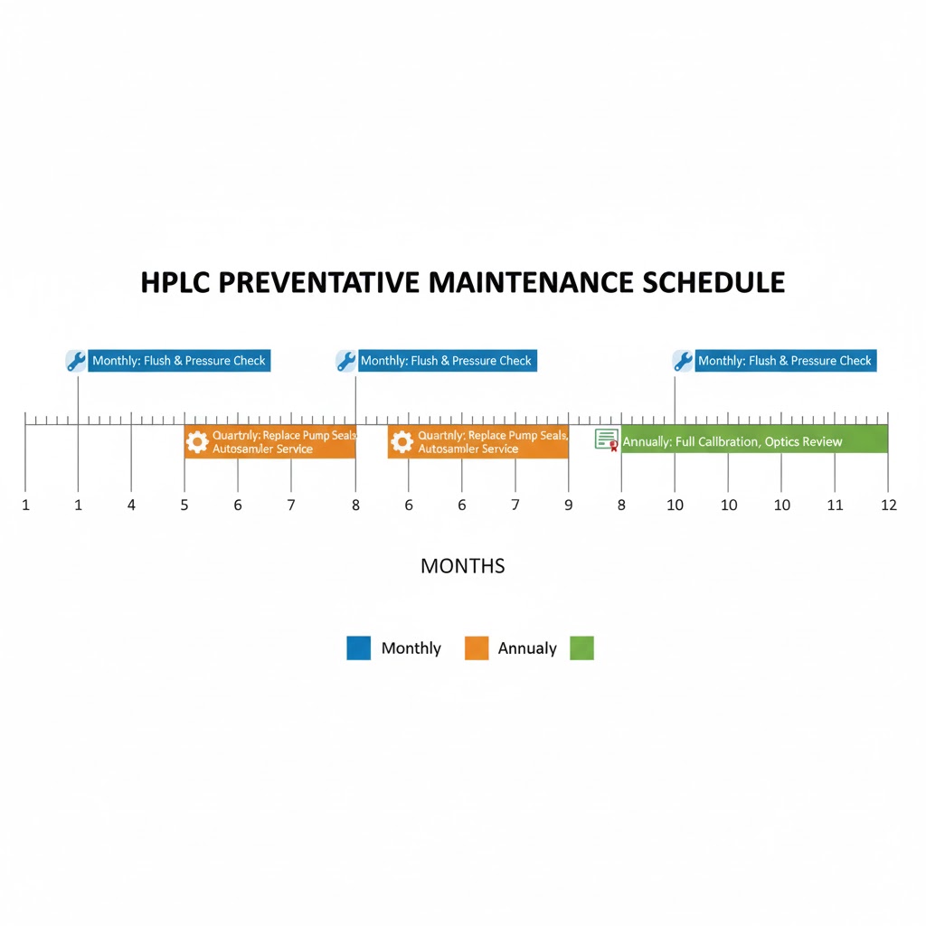 گانت چارت برنامه زمانبندی سرویس دوره&zwnj;ای ماهانه، فصلی و سالانه دستگاه HPLC
